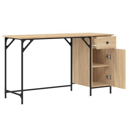 Bureau 131x48x75 cm bewerkt hout sonoma eikenkleurig