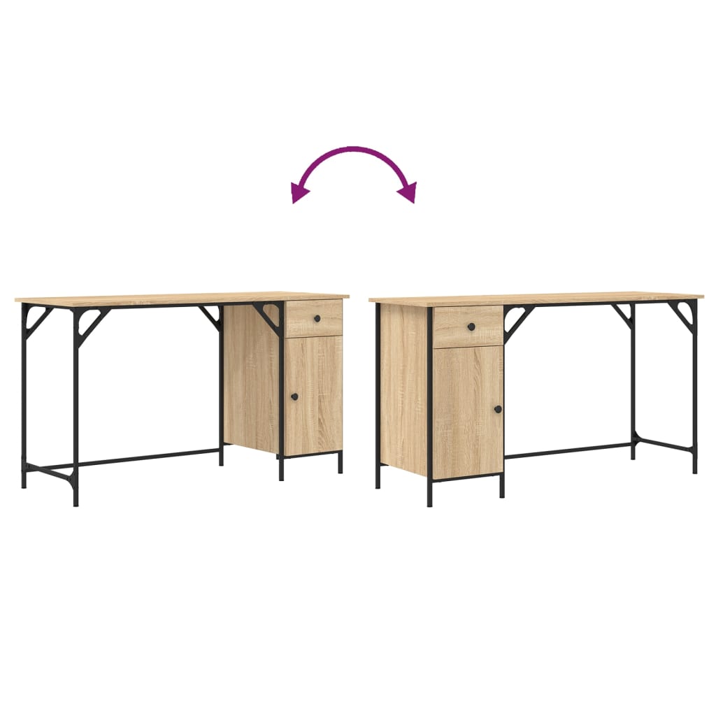 Bureau 131x48x75 cm bewerkt hout sonoma eikenkleurig
