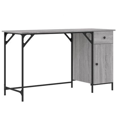 Bureau 131x48x75 cm bewerkt hout grijs sonoma eikenkleurig