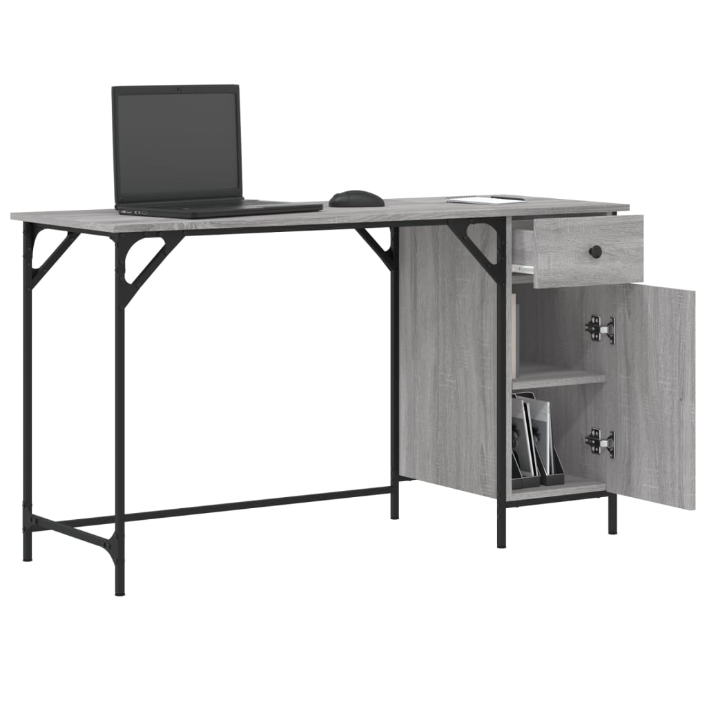 Bureau 131x48x75 cm bewerkt hout grijs sonoma eikenkleurig