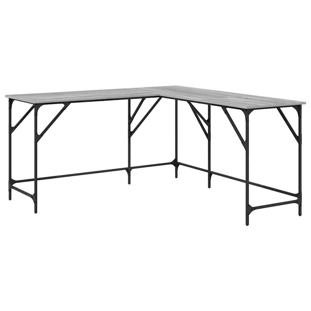 Bureau 149x149x75 cm bewerkt hout grijs sonoma eikenkleurig