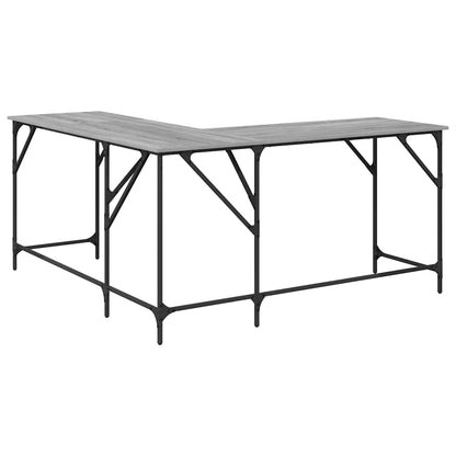 Bureau 149x149x75 cm bewerkt hout grijs sonoma eikenkleurig