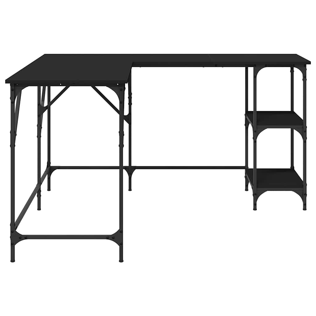 Bureau 139x139x75 cm bewerkt hout zwart