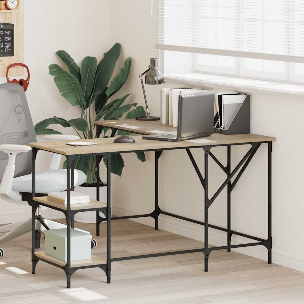 Bureau 139x139x75 cm bewerkt hout sonoma eikenkleurig