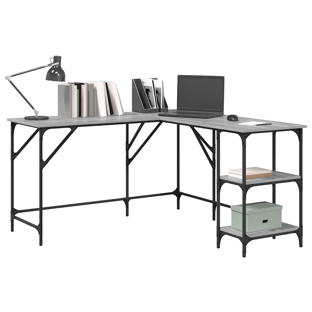 Desk 139x139x75 cm processed wood gray sonoma oak color