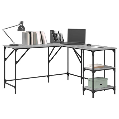 Desk 139x139x75 cm processed wood gray sonoma oak color