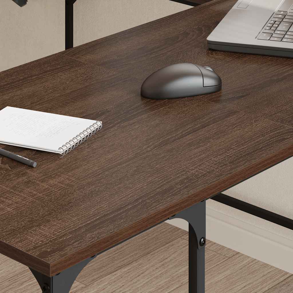 Desk 139x139x75 cm processed wood brown oak color