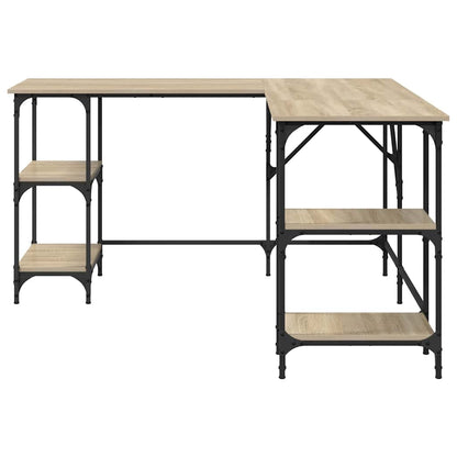 Bureau 139x139x75 cm bewerkt hout sonoma eikenkleurig