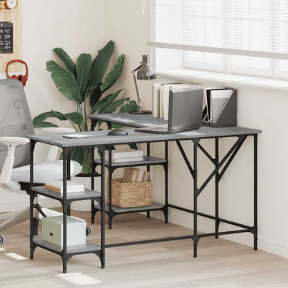 Desk 139x139x75 cm processed wood gray sonoma oak color