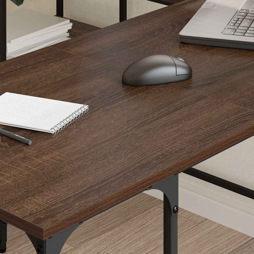 Desk 139x139x75 cm processed wood brown oak color
