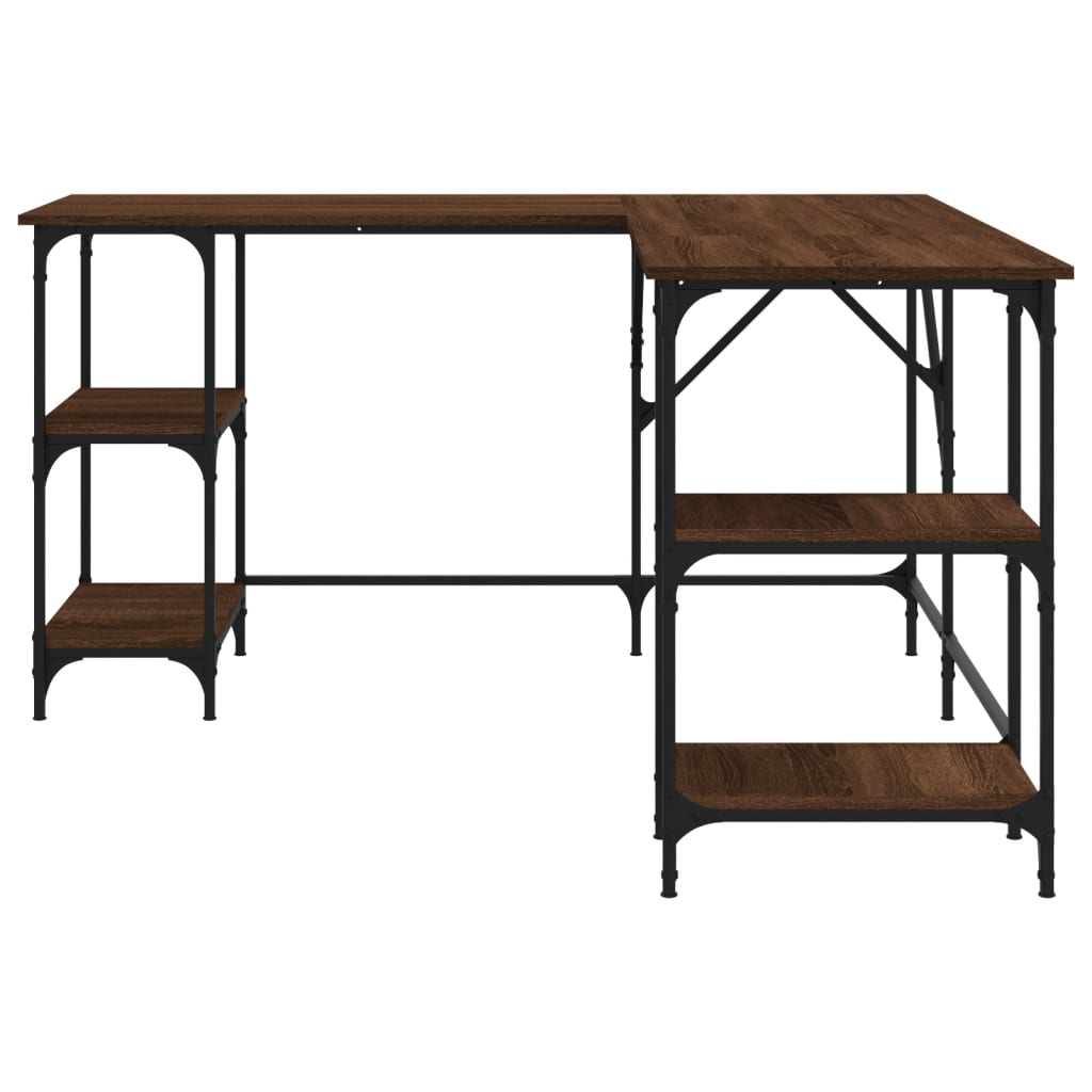 Desk 139x139x75 cm processed wood brown oak color