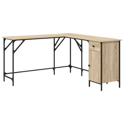 Bureau 141x141x75 cm bewerkt hout sonoma eikenkleurig