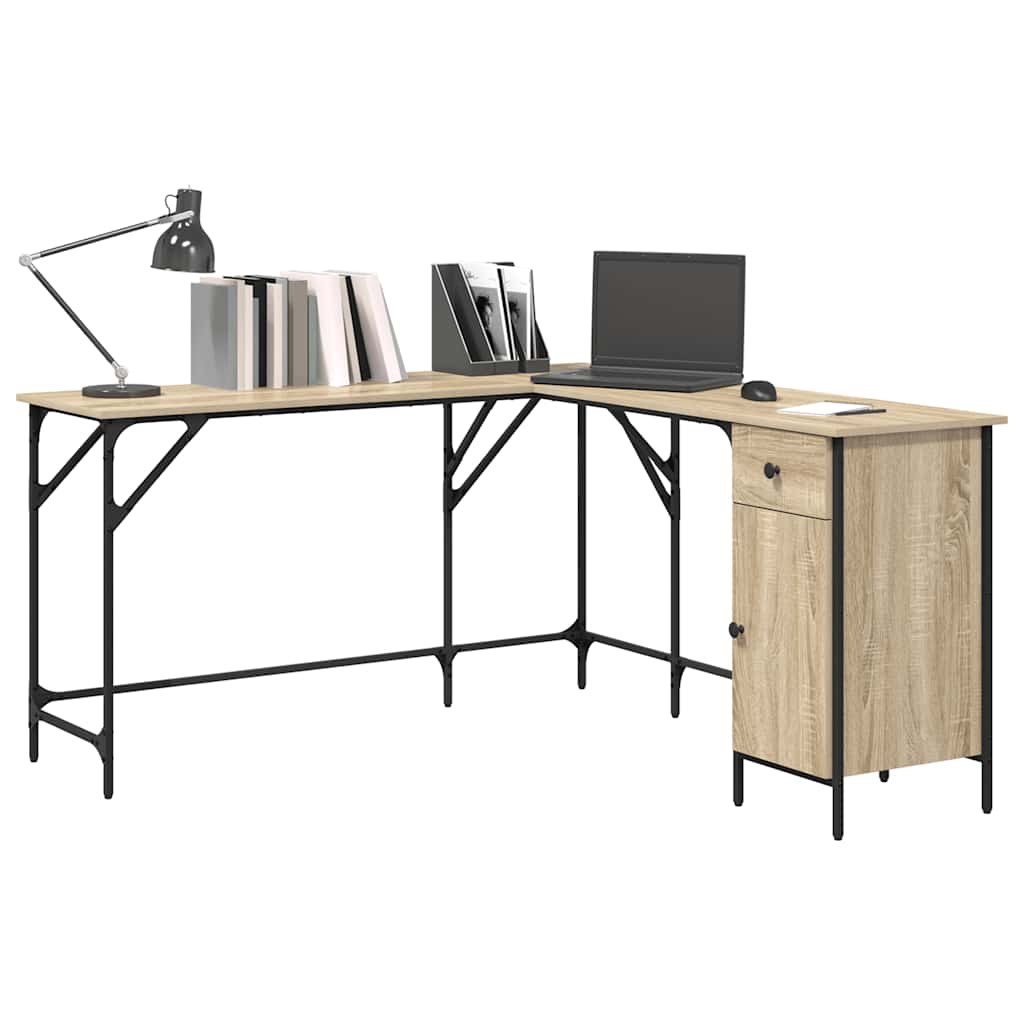 Bureau 141x141x75 cm bewerkt hout sonoma eikenkleurig