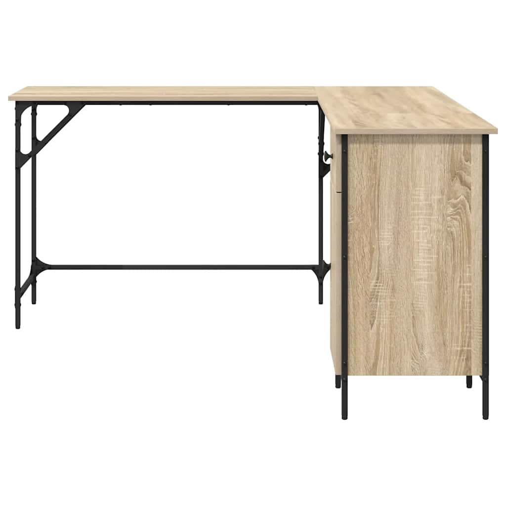 Bureau 141x141x75 cm bewerkt hout sonoma eikenkleurig