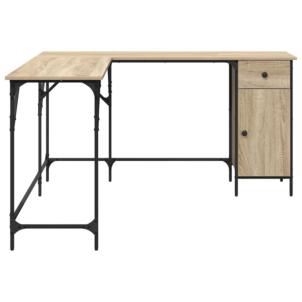 Bureau 141x141x75 cm bewerkt hout sonoma eikenkleurig