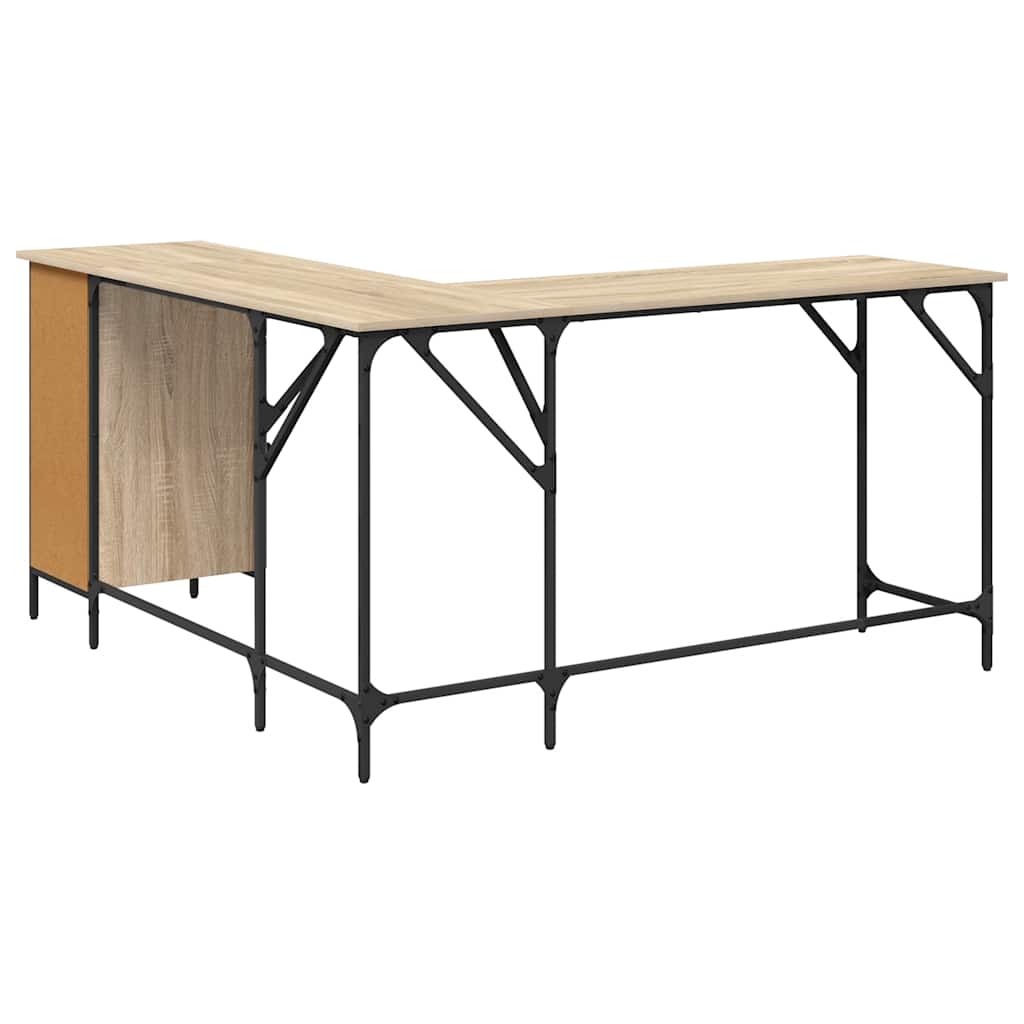 Bureau 141x141x75 cm bewerkt hout sonoma eikenkleurig
