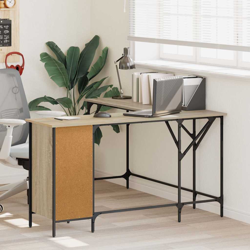 Bureau 141x141x75 cm bewerkt hout sonoma eikenkleurig