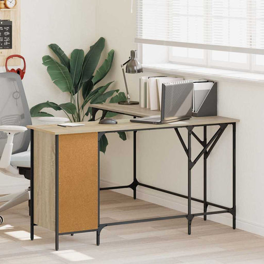 Bureau 141x141x75 cm bewerkt hout sonoma eikenkleurig