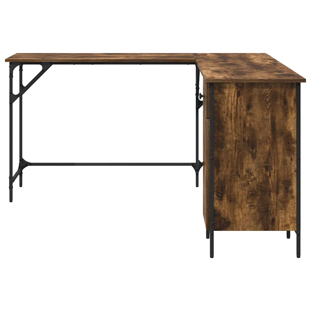 Desk 141x141x75 cm processed wood smoked oak color