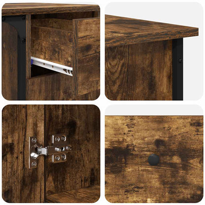 Desk 141x141x75 cm processed wood smoked oak color