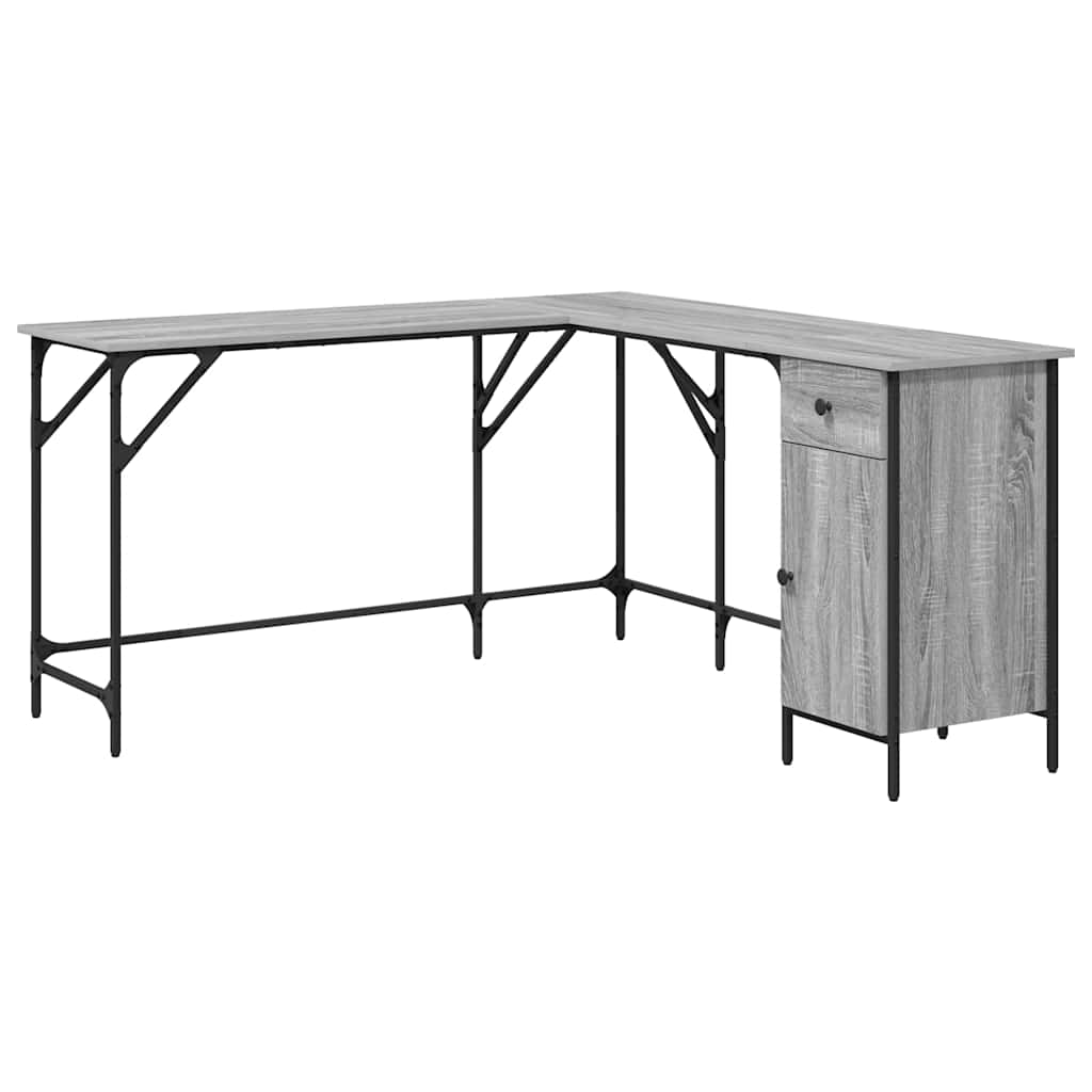 Bureau 141x141x75 cm bewerkt hout grijs sonoma eikenkleurig