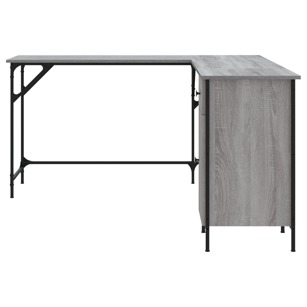 Bureau 141x141x75 cm bewerkt hout grijs sonoma eikenkleurig