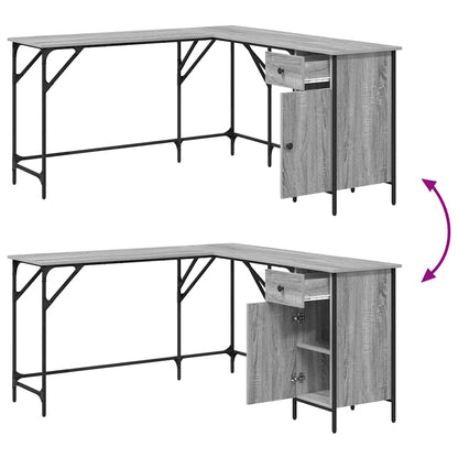 Bureau 141x141x75 cm bewerkt hout grijs sonoma eikenkleurig