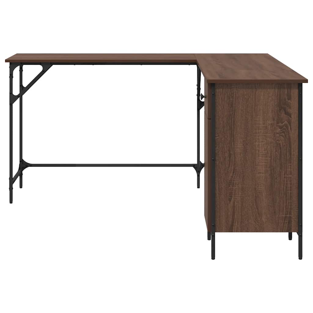 Desk 141x141x75 cm processed wood brown oak color