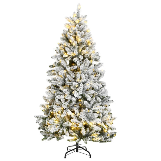 Kunstkerstboom met scharnieren 300 LED's en sneeuw 240 cm