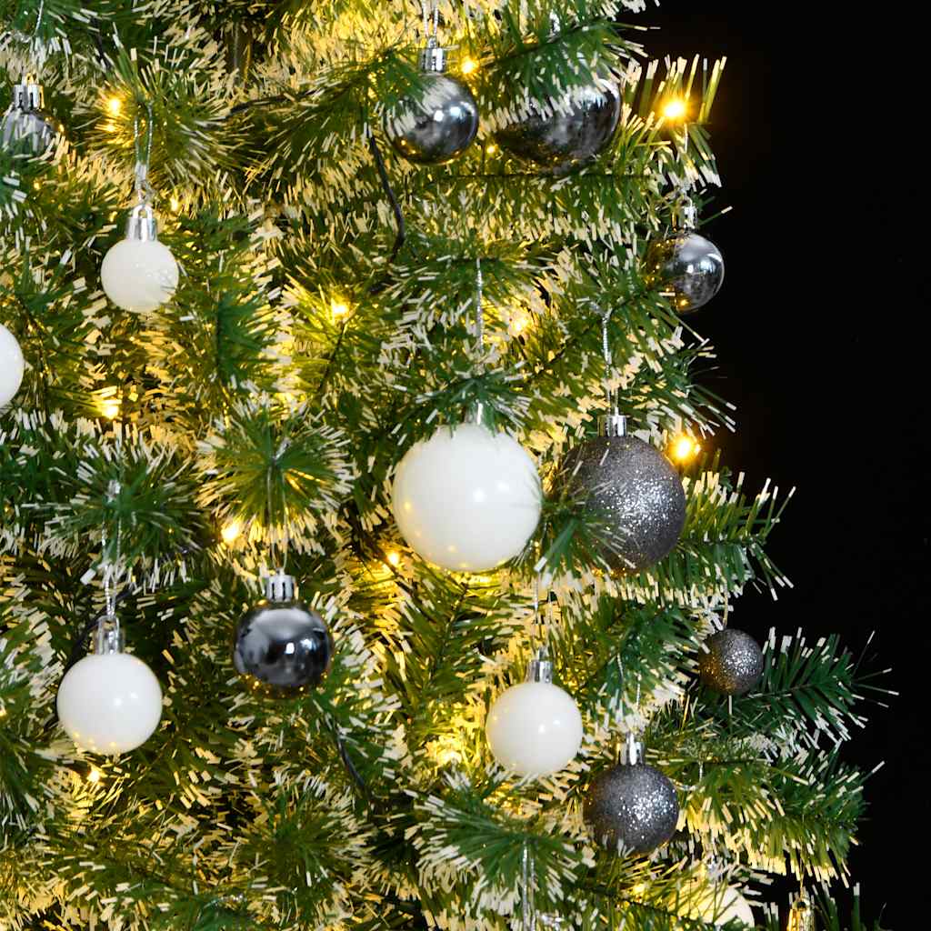 Kunstkerstboom met 300 LED's kerstballen en sneeuw 180 cm