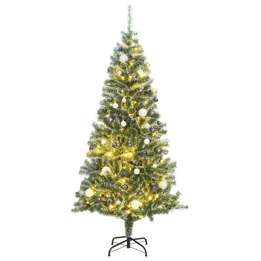 Artificial Christmas tree with 300 LEDs, Christmas balls and snow 240 cm