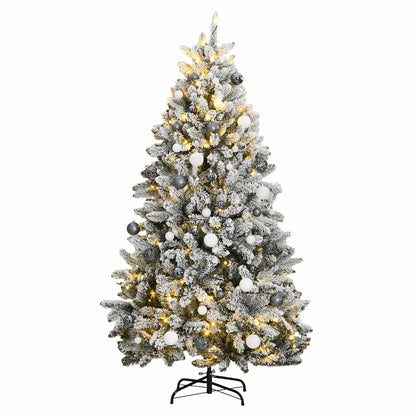 Kunstkerstboom met scharnieren 300 LED's en kerstballen 180 cm