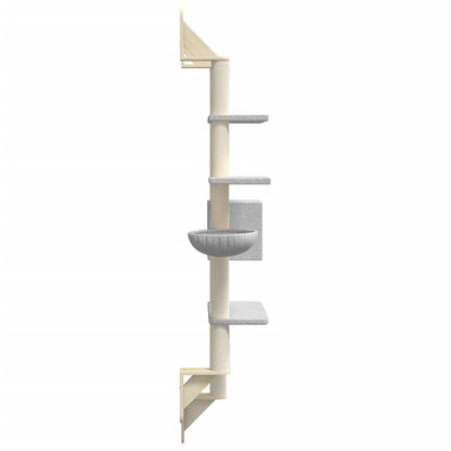 Wall-mounted cat furniture with scratching post 180 cm light gray