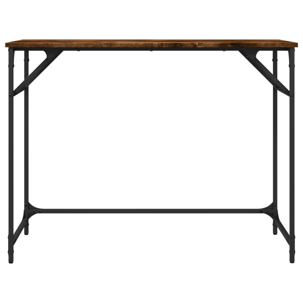 Schreibtisch 100x45x76 cm Holz und pulverbeschichteter Stahl Räuchereiche