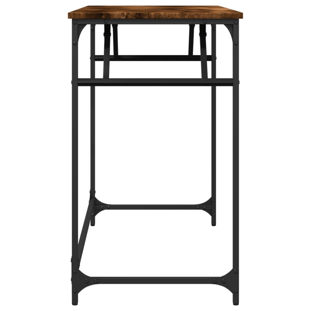 Schreibtisch 100x45x76 cm Holz und pulverbeschichteter Stahl Räuchereiche