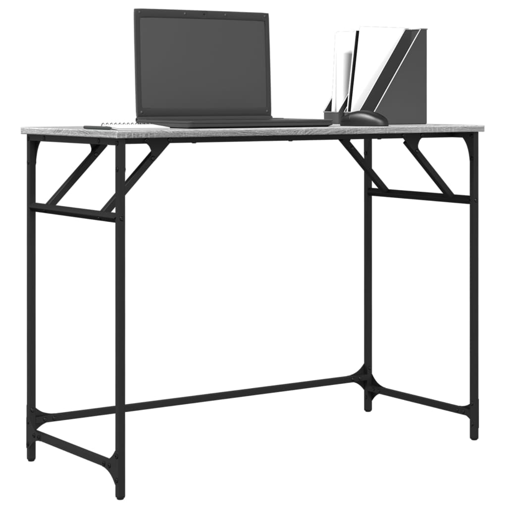 Desk 100x45x76 cm wood and powder coated steel gray sonoma