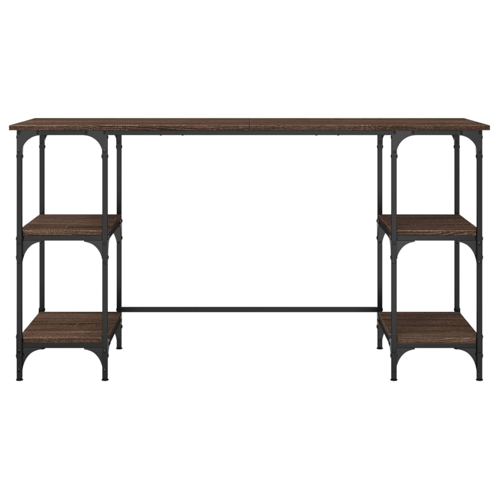 Bureau 140x50x75 cm metaal en bewerkt hout bruin eikenkleur