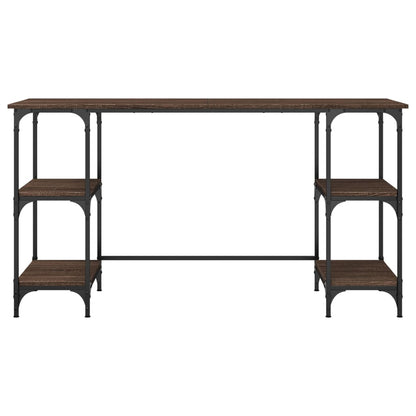 Bureau 140x50x75 cm metaal en bewerkt hout bruin eikenkleur