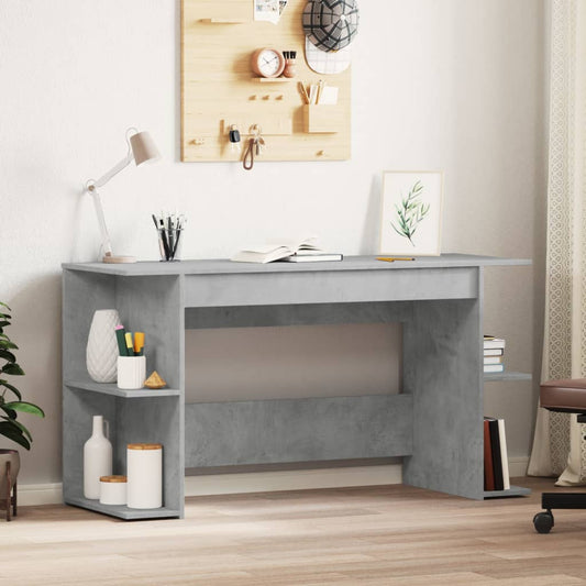 Desk 140x50x75 cm processed wood concrete gray