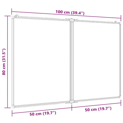 Whiteboard magnetisch inklapbaar 100x80x1,7 cm aluminium
