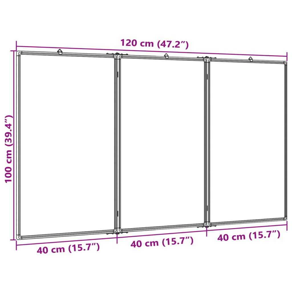 Whiteboard magnetic folding 120x100x1.7 cm aluminum