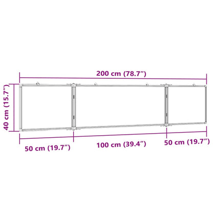 Whiteboard magnetic folding 200x40x1.7 cm aluminum