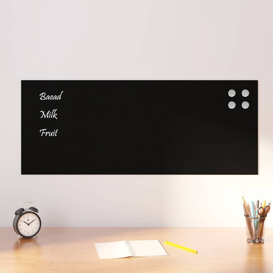 Magneetbord voor aan de wand 100x40 cm gehard glas zwart