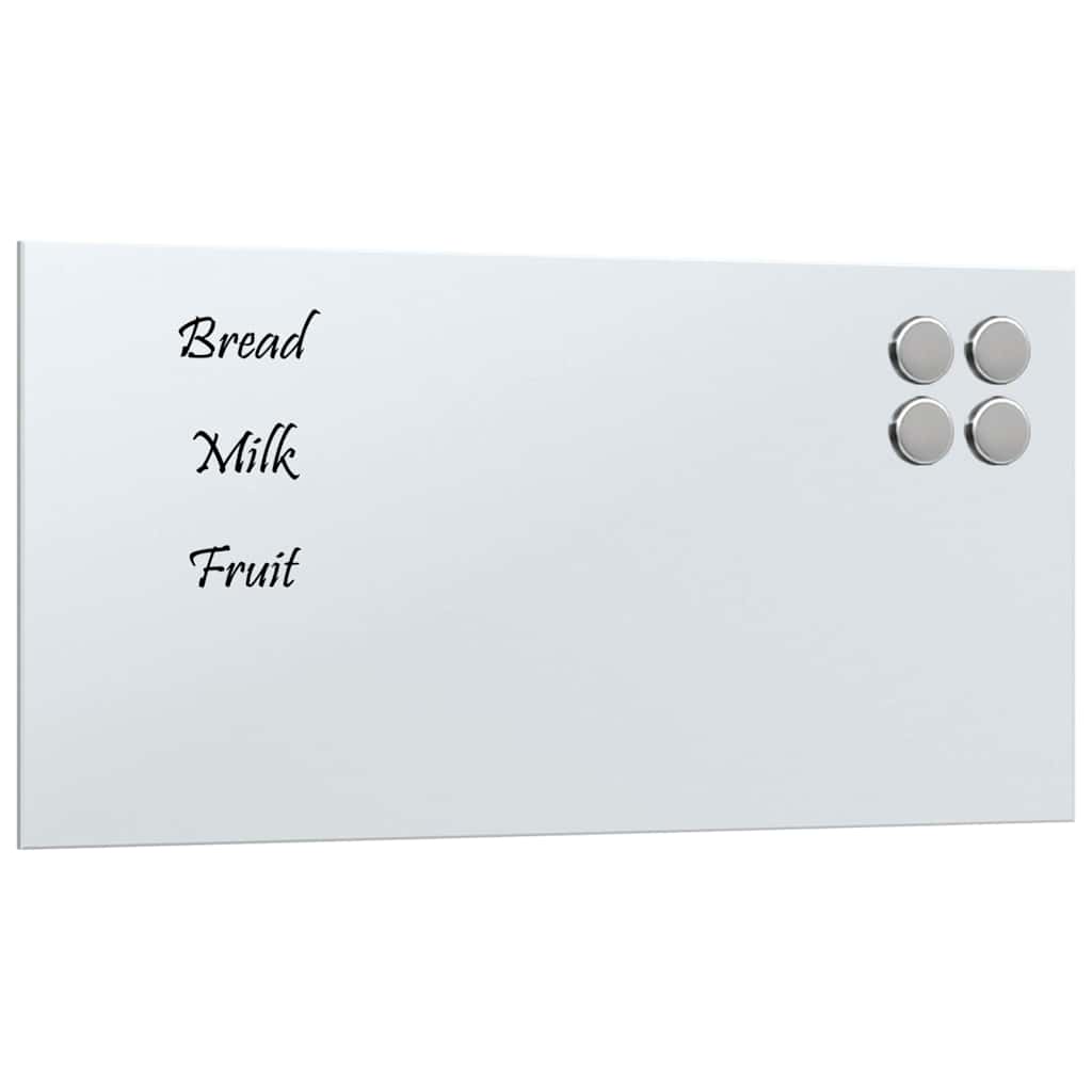 Magneetbord voor aan de wand 40x20 cm gehard glas wit