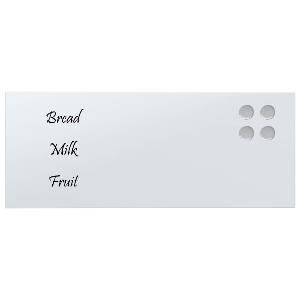 Magneetbord voor aan de wand 50x20 cm gehard glas wit