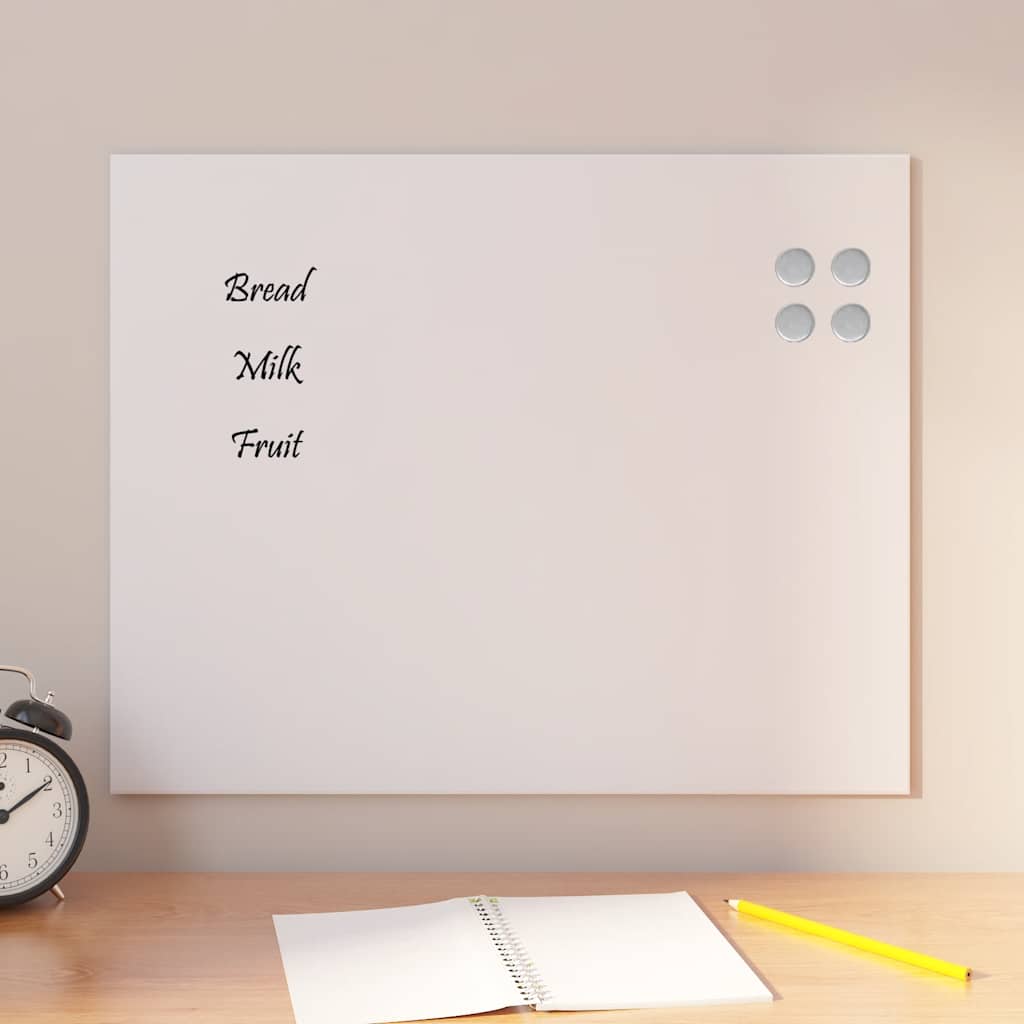 Magneetbord voor aan de wand 50x40 cm gehard glas wit