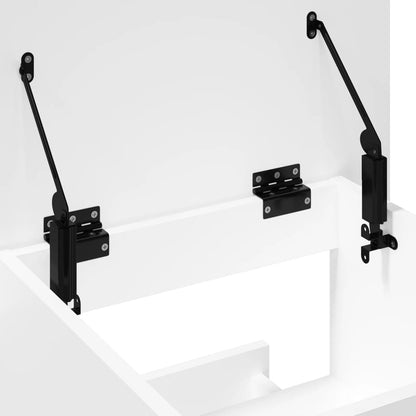 Lessenaar met wielen en lade 55x55x107 cm bewerkt hout wit