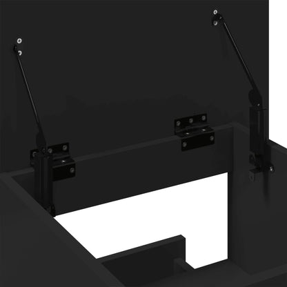 Lessenaar met wielen en lade 55x55x107 cm bewerkt hout zwart