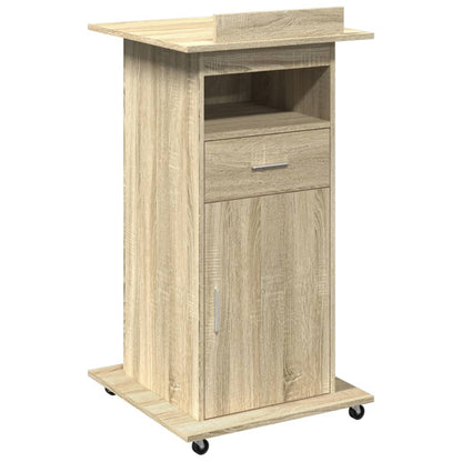 Desk with wheels and drawer 55x55x107 cm wood sonoma oak