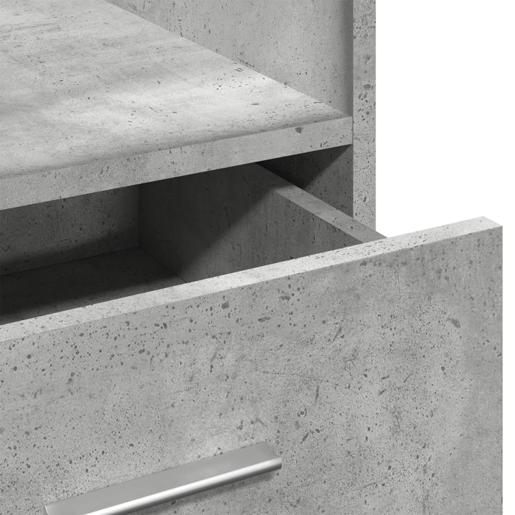 Lessenaar met wielen en lade 55x55x107 cm hout betongrijs